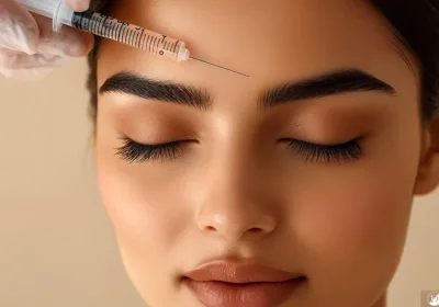 Young Caucasion woman get a forehead injection wondering how Daxxify compares to Botox