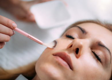 Woman receiving a professional chemical peel as part of an educational guide about facial frosting