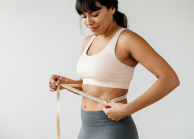 Woman holding a tape measurer around her waist representing tips for starting semaglutide and medical weight loss preparation