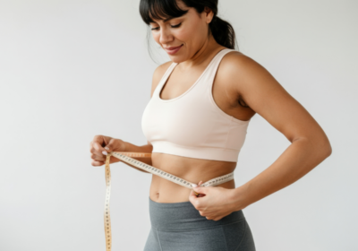 Woman holding a tape measurer around her waist representing tips for starting semaglutide and medical weight loss preparation