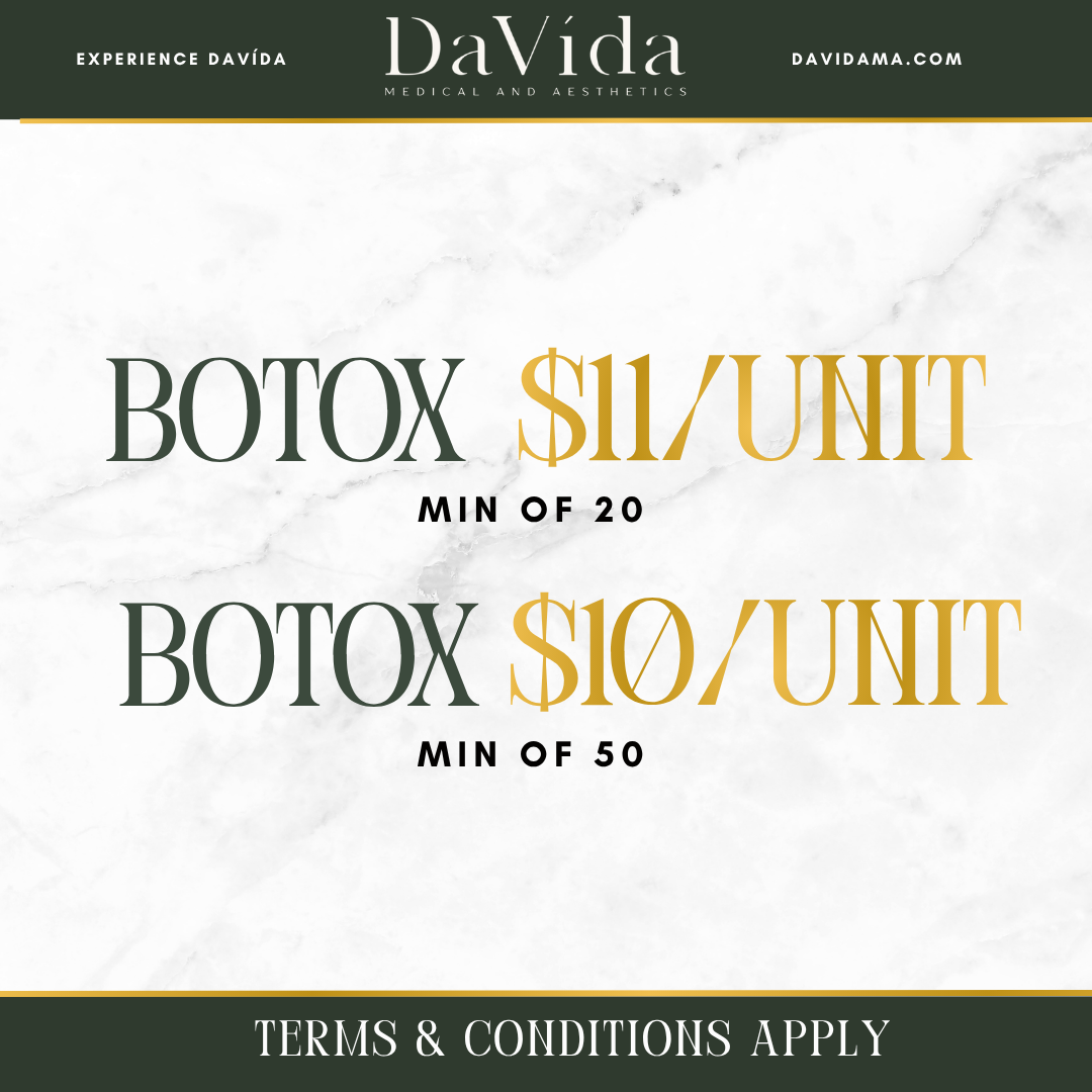 DaVida Botox special flyer — $11 per unit (minimum 20) or $10 per unit (minimum 50) in San Antonio.